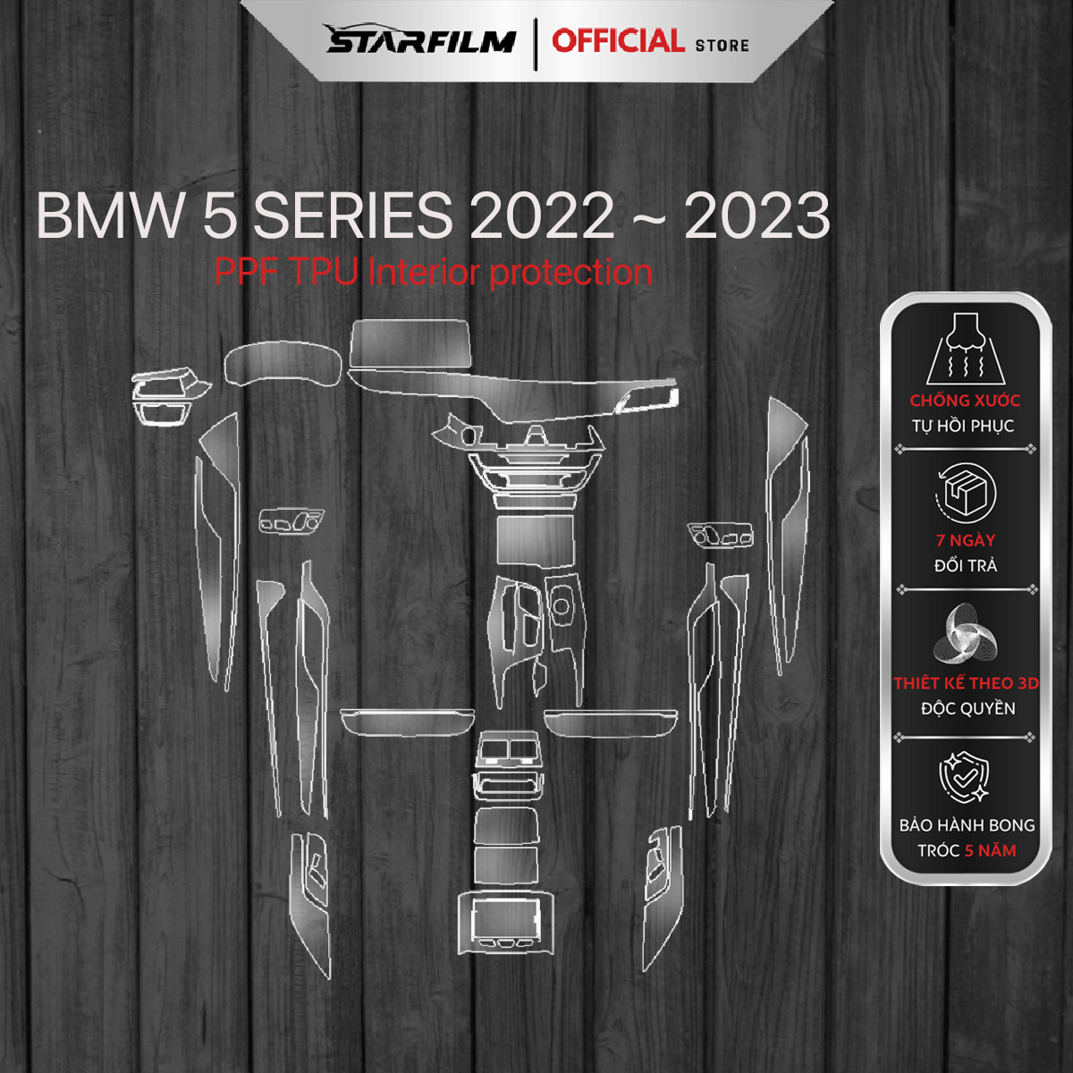 BMW 5 series 2022 ~ 2023 PPF TPU nội thất chống xước tự hồi phục